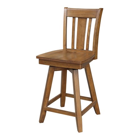 International Concepts San Remo Counter Height Stool, with Swivel, 24" Seat Height, Pecan S59-102SW